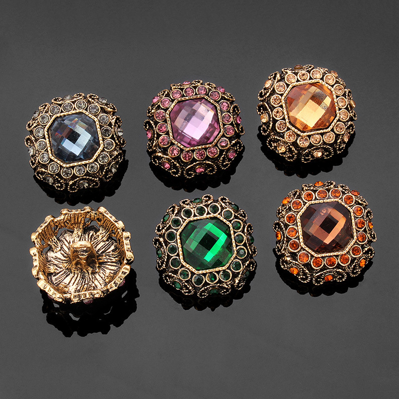 17mm/23mm Square Rhinestone Buttons Sparkling Crystal Glass Stone Craft Buttons DIY Clothes Decoration Sewing Accessories