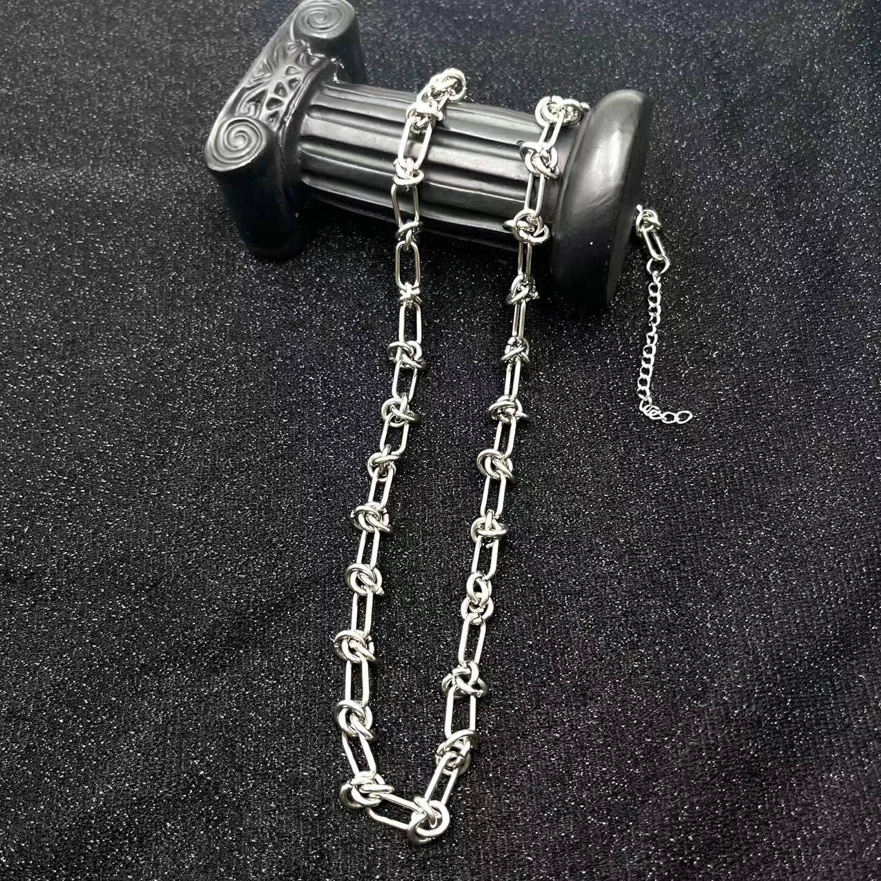 Stainless Steel Chains Hand made Link Necklaces Silver Color Jewelry Never Rub Off Choker: a12