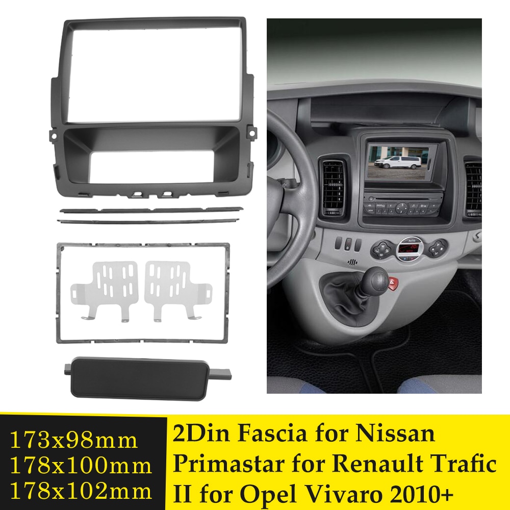Dobbelt din bil radio fascia til nissan primastar til renault trafic ii + til opel vivaro + facia panel frontplade trim