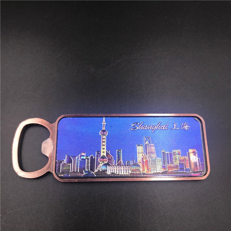 Metalen flesopener koelkaststickers koelkastmagneet shanghai toerisme souvenirs luxe magnetische stickers chinese stijl
