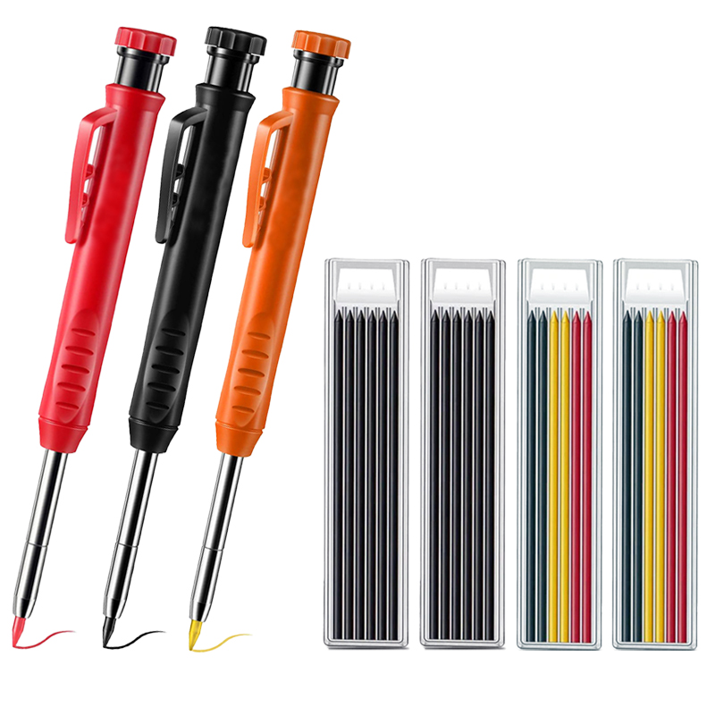 Solide timmermanspotloodset Houtbewerkingsgereedschap Vulpotloodset Constructie Timmerman Marker Multi-box Navulstiften Kraspen: WHITE