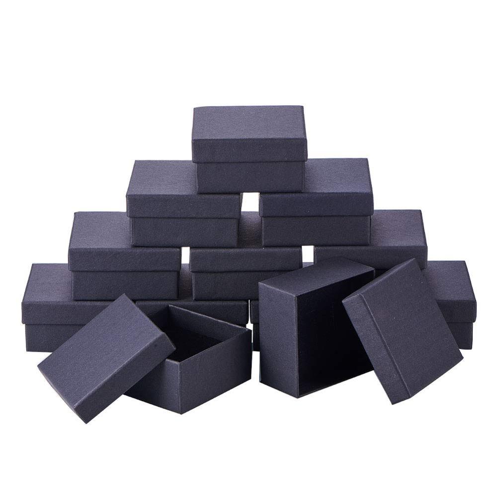 Pandahall 18 ~ 24 Stks/partij Zwart Vierkant/Rechthoek Kartonnen Sieraden Set Dozen Ring Dozen Voor Sieraden Verpakking F80