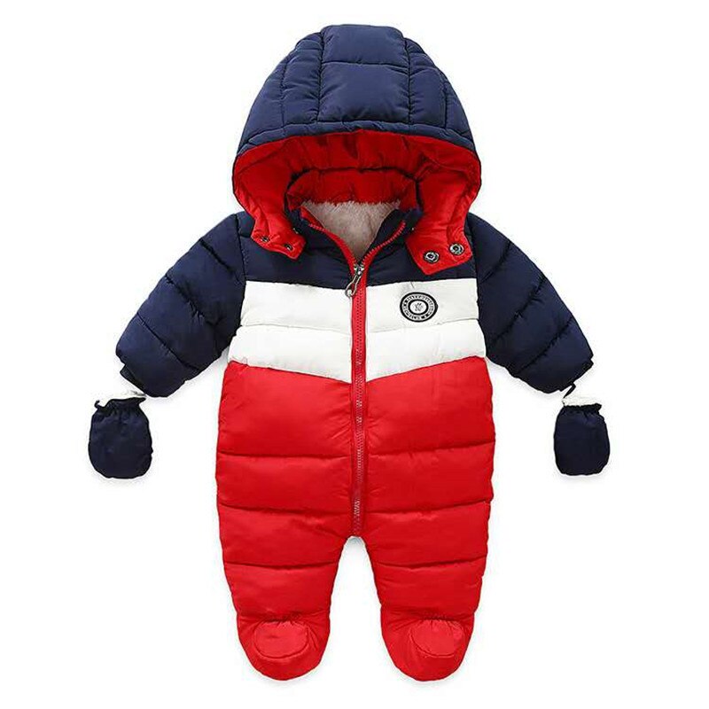 Bebê recém-nascido snowsuit crianças infantil casaco de inverno quente forro com capuz zíper macacão meninos meninas pato para baixo outwear macacão