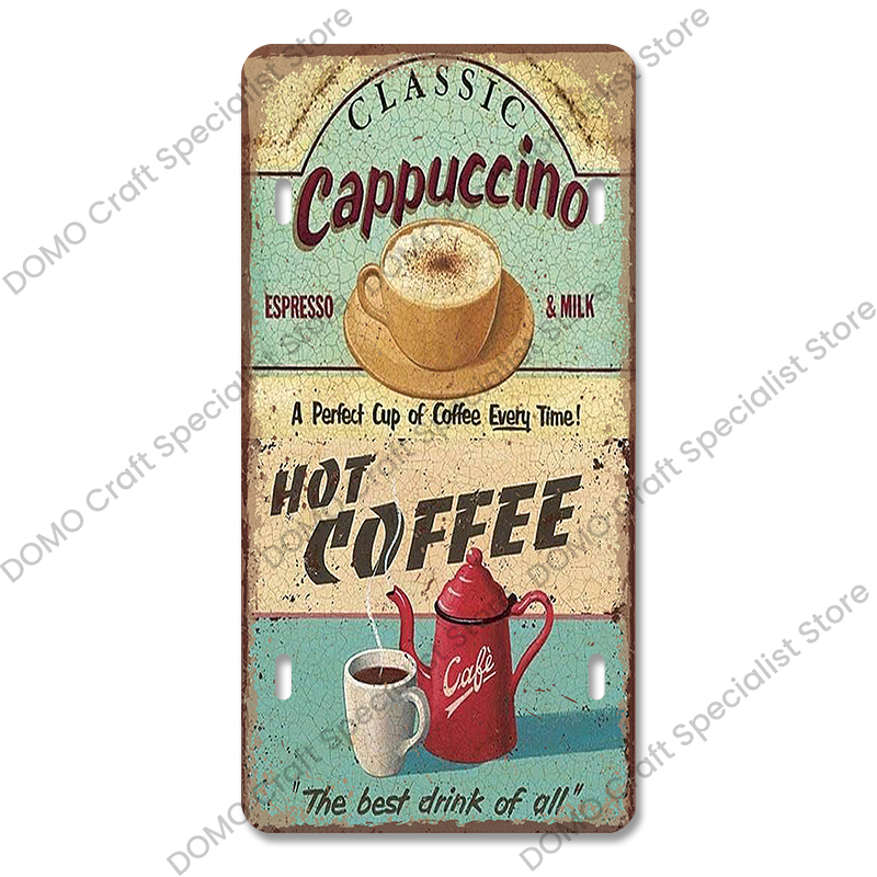Placa de licencias de café, carteles de hojalata de Metal Vintage, placas de Metal Retro para café, cocina, sala de estar, decoración artística de pared del hogar