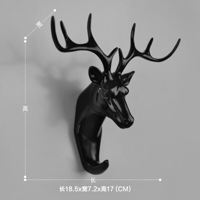 3D dierenkop muur haken Goud Herten muur haak woonaccessoires resin coat hook pared Haken voor badkamer: black antlers