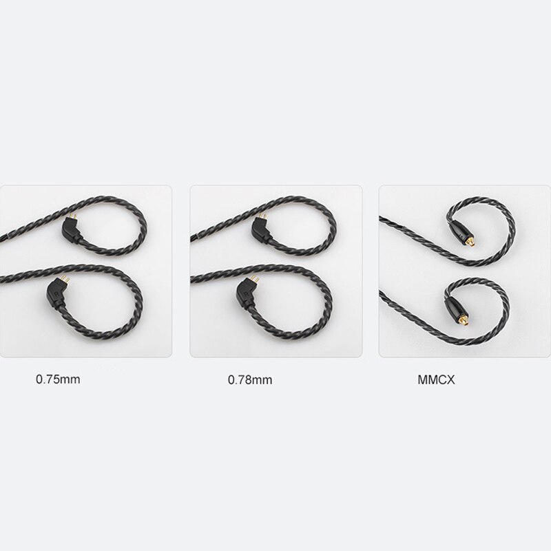 Cabo de fone de ouvido mmcx banhado a prata, 3.5mm para 2pin 0.75mm 0.78mm, com microfone/sem microfone, cabo destacável