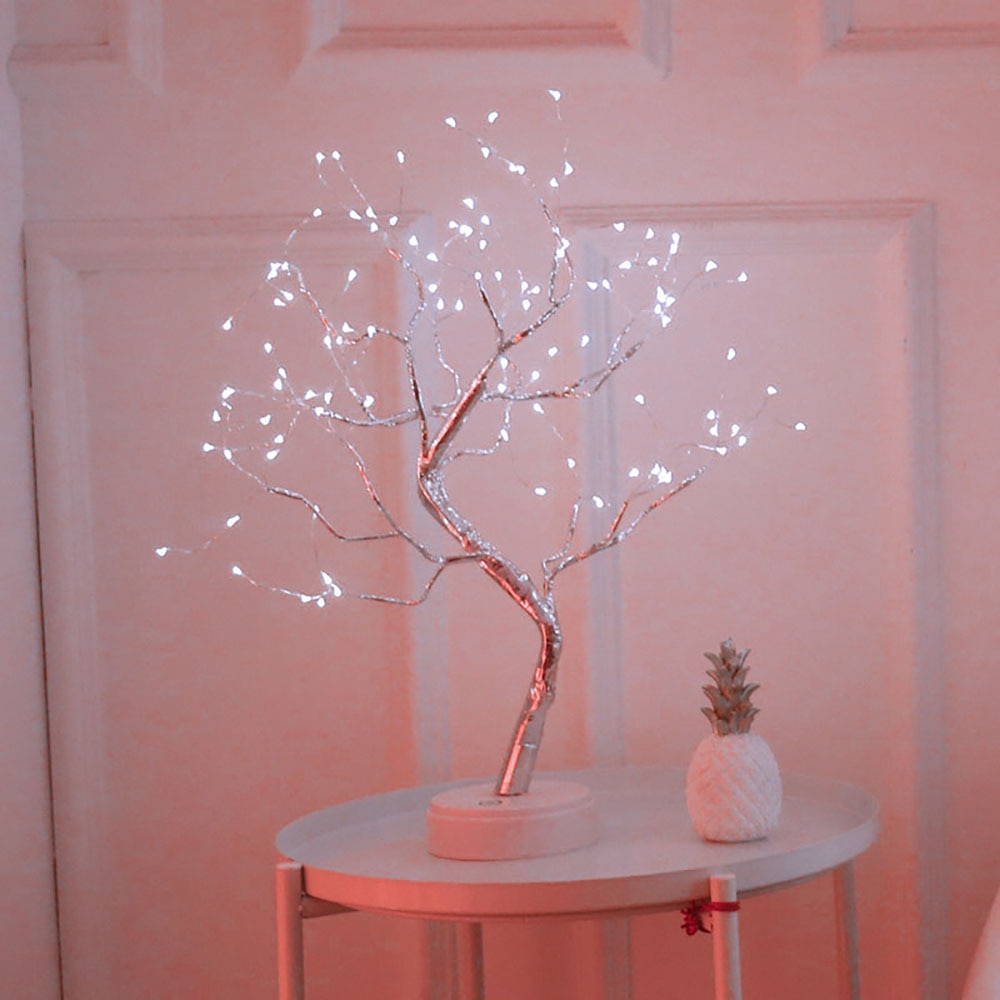 Tree Shaped LED Lamp Bonsai Style 108 Led Copper Wire DIY USB Night Light Touch Switch Control Christmas Decorative Light: Cold White