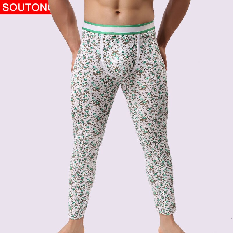 Soutong Winter Warm Men Long Johns Cotton Printed Thermal Underwear Men Thermo Underwear Long Johns Underpants qk06