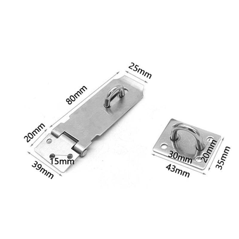 Household Safety Anti theft Door Lock Stainless Steel Hasp Latch And Staple Gate Anti-theft Door Shed Latch Lock For Padlock: 3inch