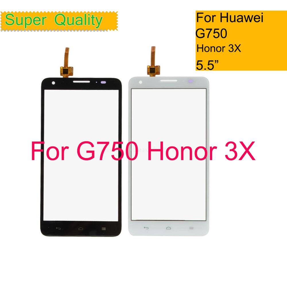 G750 touch screen Voor Huawei G750 Honor 3X TouchScreen Sensor Digitizer Glas Lens Voorpaneel Zwart Wit Vervanging
