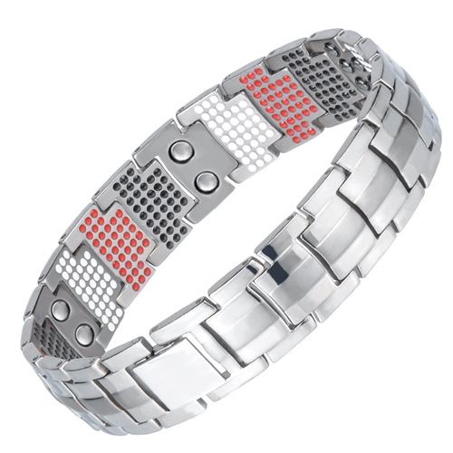 Odchudzanie bransoletka męska czarny czysty tytan bransoletka magnetyczna dla mężczyzn 4w1 magnesy negatywne germanu bransoletki zdrowotne biżuteria: A