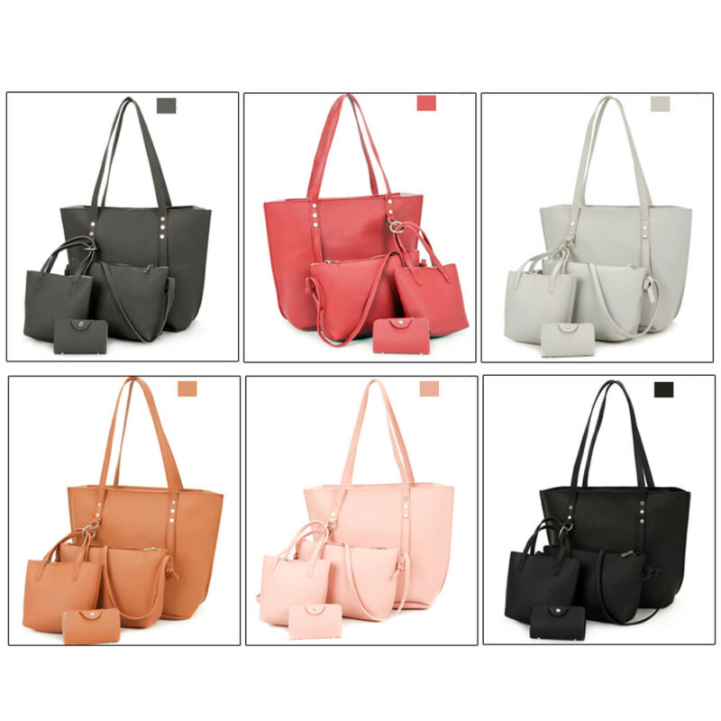 4 pçs novas bolsas femininas bolsa de ombro bolsa tote mensageiro hobo satchel saco corpo cruz