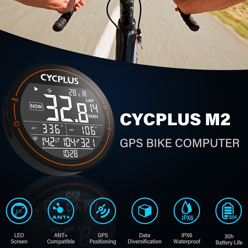 CYCPLUS – compteur de vélo GPS sans fil, BT ANT +, compteur de vitesse, ordinateur de cyclisme, capteur de Cadence w, moniteur de fréquence cardiaque étanche pour vtt