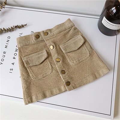 FCLHDWKK Gonne Delle Ragazze Per I Bambini 2019 di Inverno di Autunno Nuovi Bambini di Arrivo Dei Vestiti Dei Bambini Gonne di Velluto A Coste Del Bambino bambina Gonne 1-7Y: Cachi / 7T