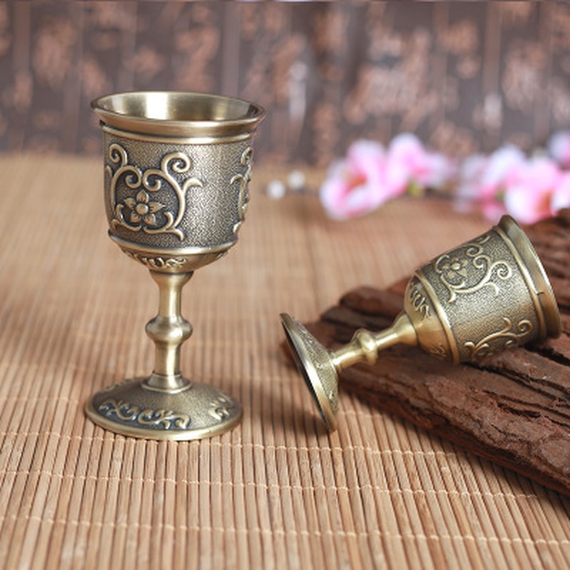 Klassieke Metalen Wijn Cup Handgemaakte Kleine Beker Huishoudelijke Koperen Wijn Cocktail Cup Carving Patroon Woondecoratie Accessoires