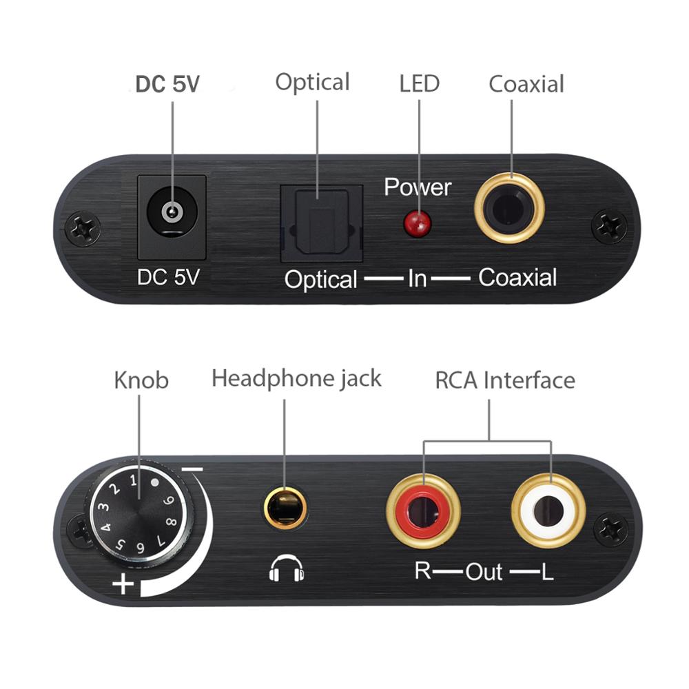 Neoteck 192Khz DAC Coaxial Optical To Analog RCA R/L Audio 3.5mm Jack DAC Audio Decoder With Volume Control Converter For DVD