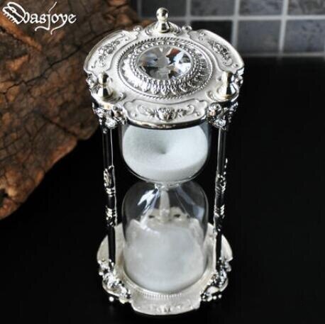 luxury 15min gold /silver metal sand timer sablier decoration sand watch douche timer for home decoration Hg004: Silver
