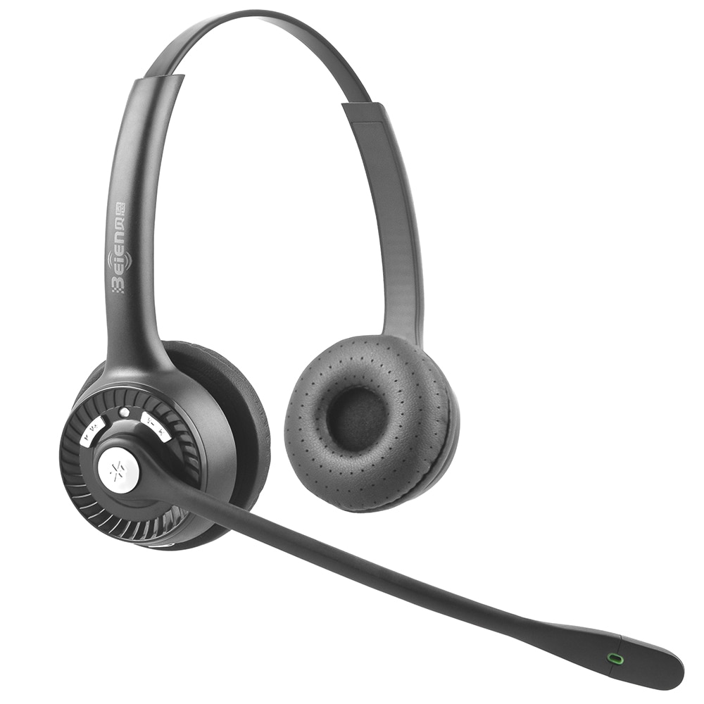 Over-ear Wireless Bluetooth Customer Service Headset with Mic Single/ Binuaral Head Mounted Headphone for VIOP Phone Tablet
