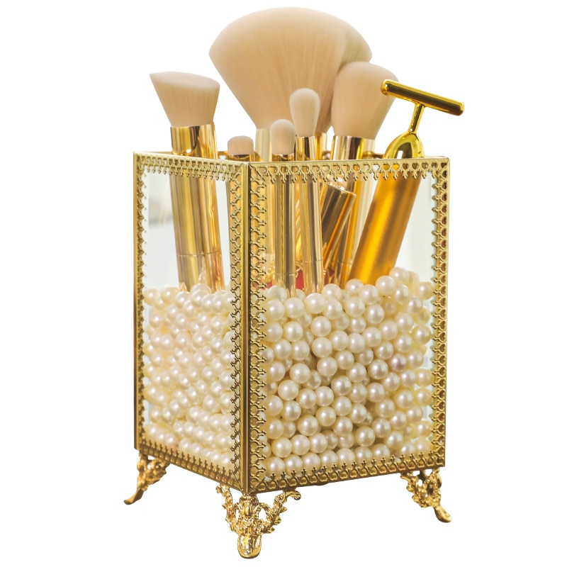 Noordse transparante glazen kwastenhouder, make-up opbergdoos, bureau, boodschappentas, lippenstiftkussen zonder hoes, stofdichte organizer