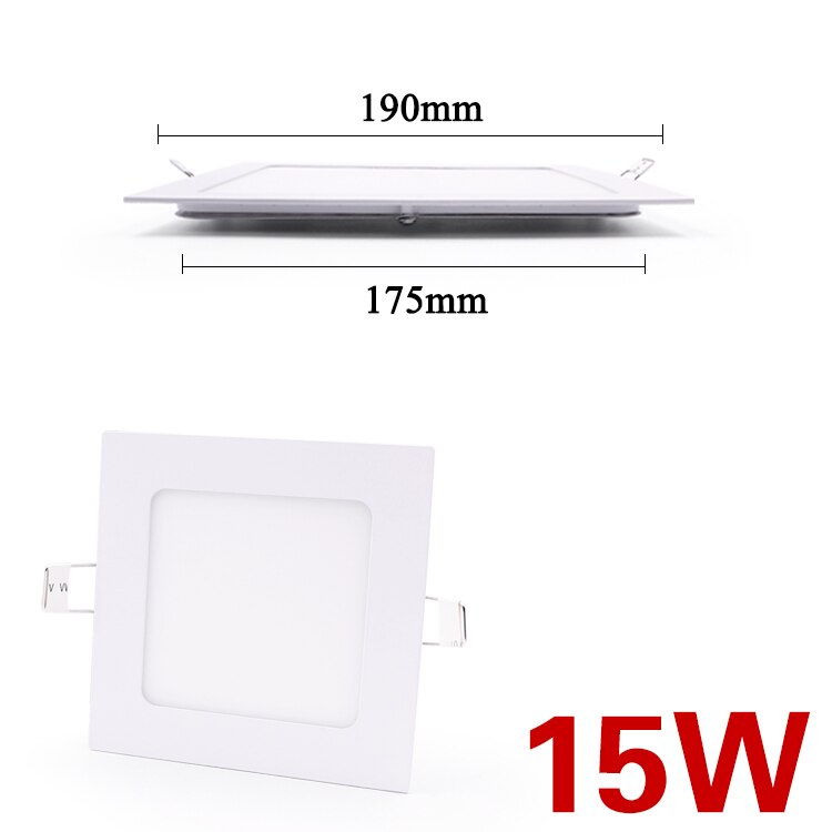 LED panel light Ultra thin Downlight lamp 3W 4W 6W 9W led ceiling lights recessed grid downlight slim round panel light: Square white 15W
