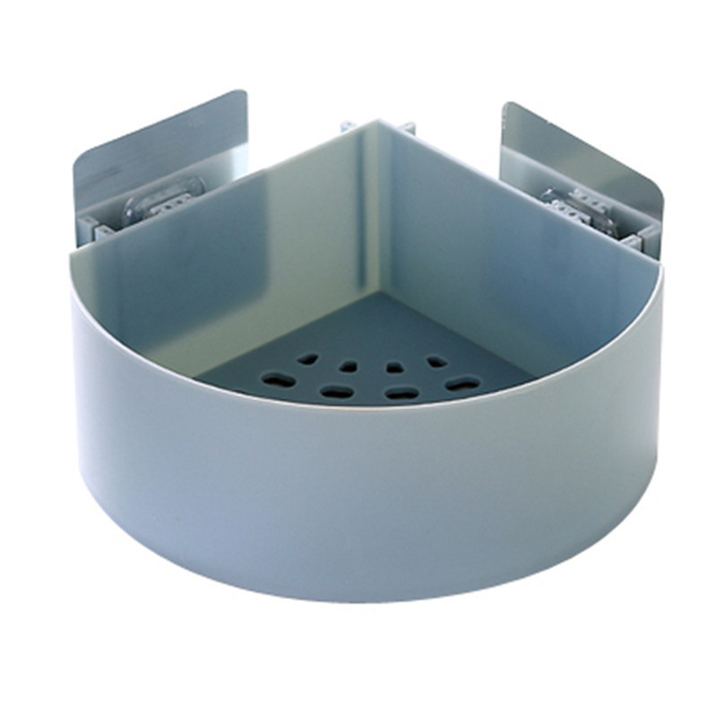 Prateleira adesiva para banheiro, rack de armazenamento adesivo decorativo 3 cores para banheiro e cozinha, chuveiro de canto, prateleira, rack de armazenamento: Triangle blue