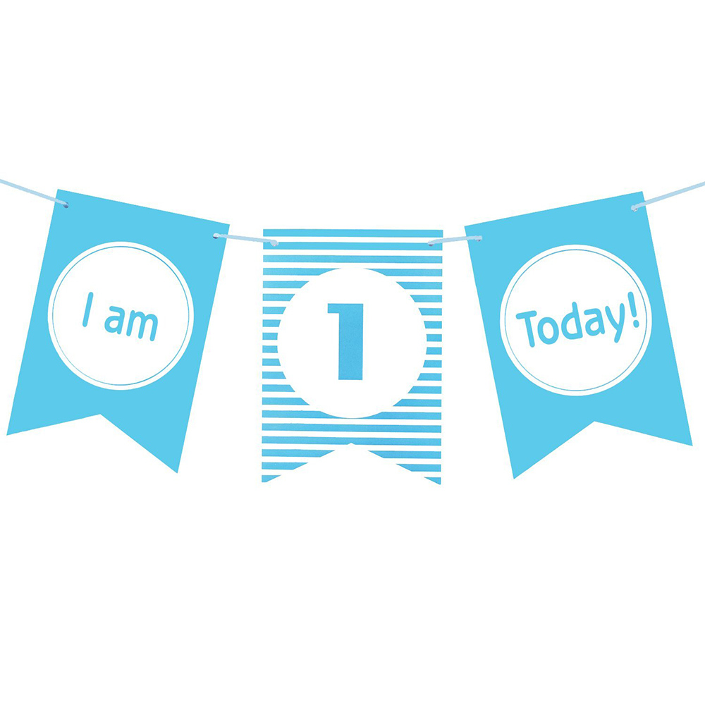 1 Set I am 1 Today Banner Paper Lovely 1st Birthday Bunting One Year Old Baby Boys Girls the First Birthday Photo Props Garlands