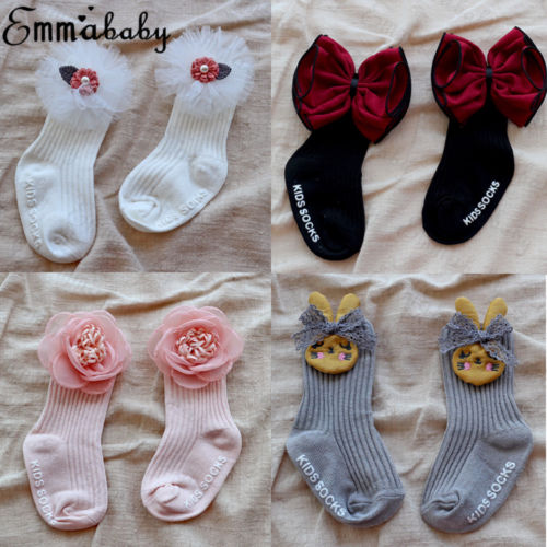 Spansk romance baby piger børn blomst tutu sokker bowknot knæ høj fest xmas