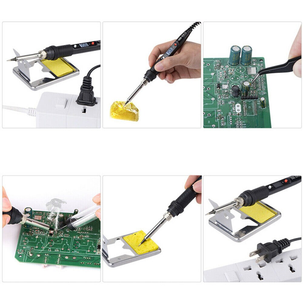 80w Soldering Iron Digital LCD Electric Soldering Tool Manual Solder Wire Tweezers