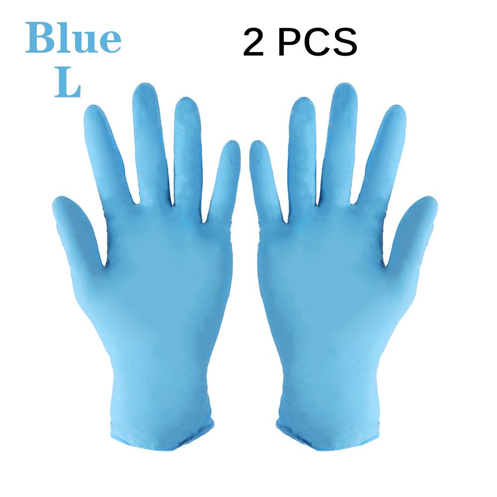 2pcs Disposable Nitrile Gloves Latex Home Food Laboratory Cleaning Gloves Rubber Gloves Protective Gloves: blue L