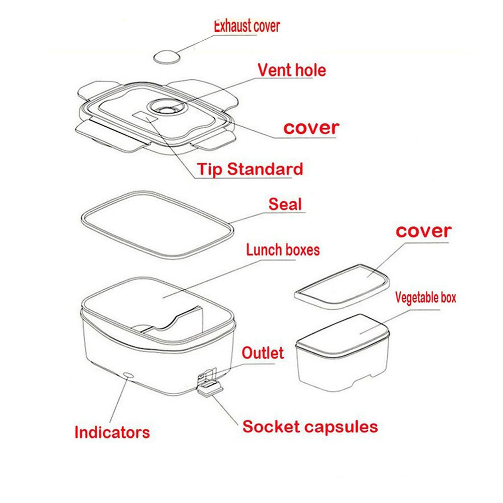 12V 110V 220V Lunch Box Food Container Electric Heating Food Warmer For Children Kids School Office Car Portable Bento Box
