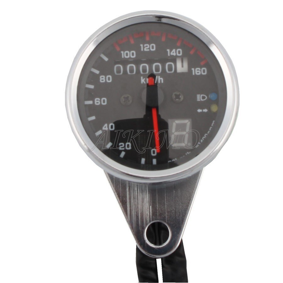 Universal 12V Motorcycle Speedometer Odometer LED Indicator Dual Speed Meter dash board