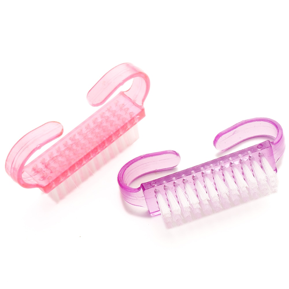 2pc rense neglebørster pink lilla farve renseværktøjer til akryl & uv gel støvfjernelsesspidser