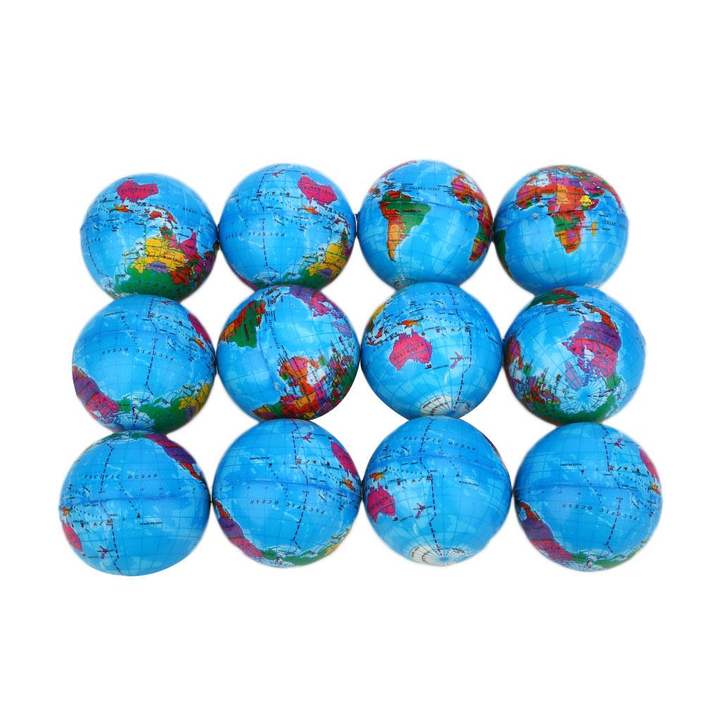 Globo de la tierra de 6,3 cm, pelota hinchable, esponja elástica, juguete de prensa, colorido, divertido