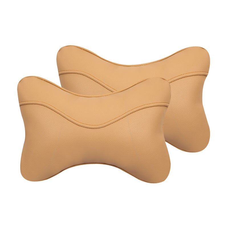 Reposacabezas de asiento de coche, cojín de descanso para el cuello, almohada de apoyo para la cabeza, relleno de algodón Pp con forma de hueso, 2 piezas: A beige