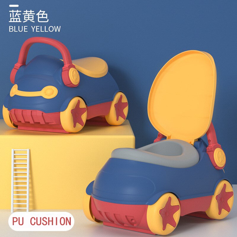 Style toilettes pour enfants extra grand dessin animé garçon et fille bébé pot infantile urine enfant toilette artefact: Blue PU cushion
