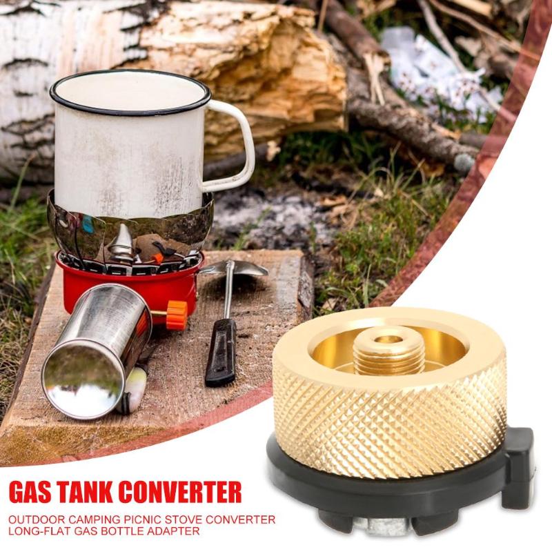 Cabezal de conversión de conector de autoapagado para acampada o escalada, adaptador de cilindro de botella de Gas de aleación de aluminio, conversor de horno