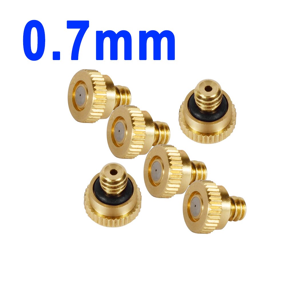 Kits de brumisation bricolage comprenant 12 pièces kits de buses en laiton 10 pièces porte-buse blanc 1 pièces bouchon d'extrémité pour gazebo: nozzle orifice 0.7mm