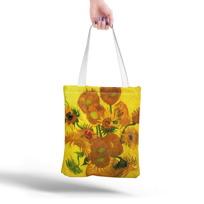 Lieferwagen Gogh Einkaufstasche Grafik Tote Harajuku Käufer Tasche Frauen Leinwand Schulter Tasche Für Weibliche Lustige Eco Große-kapazität sacchetto: Stil1