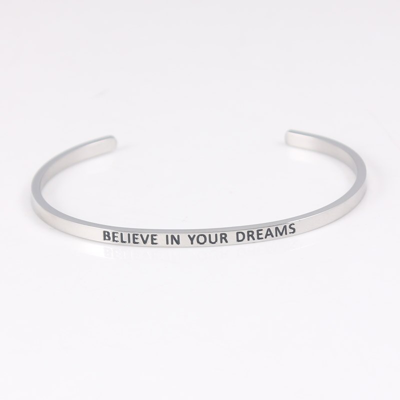 316L Edelstahl Armreif Tun Es Trotzdem Positive Inspirierend Zitat Open Manschette Armbänder Mantra Armbänder für Frauen: believe in your drea