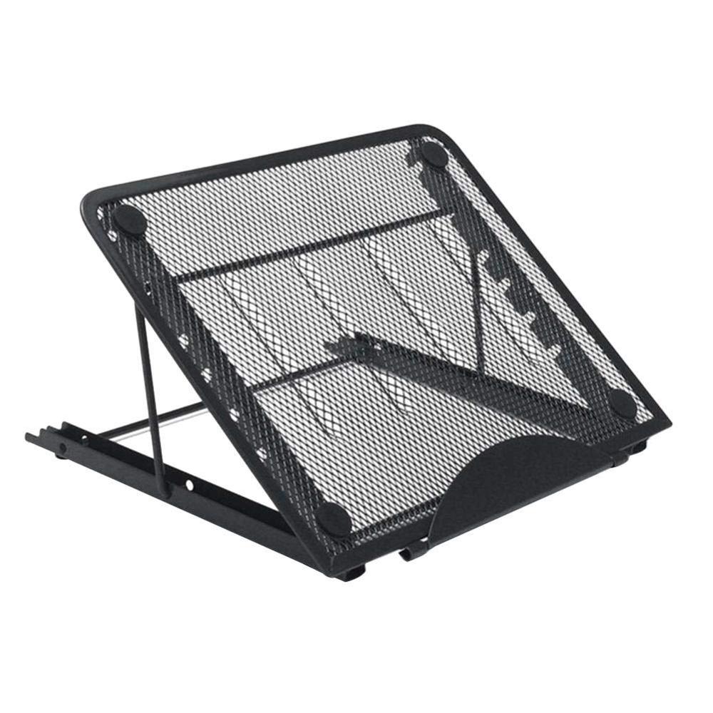 Tablett ljuslåda stativ metallnät ventilerad justerbar 7 vinkelpunkter glider förhindrad hållare för att rita surfplatta / ipad / bärbar dator: Svart