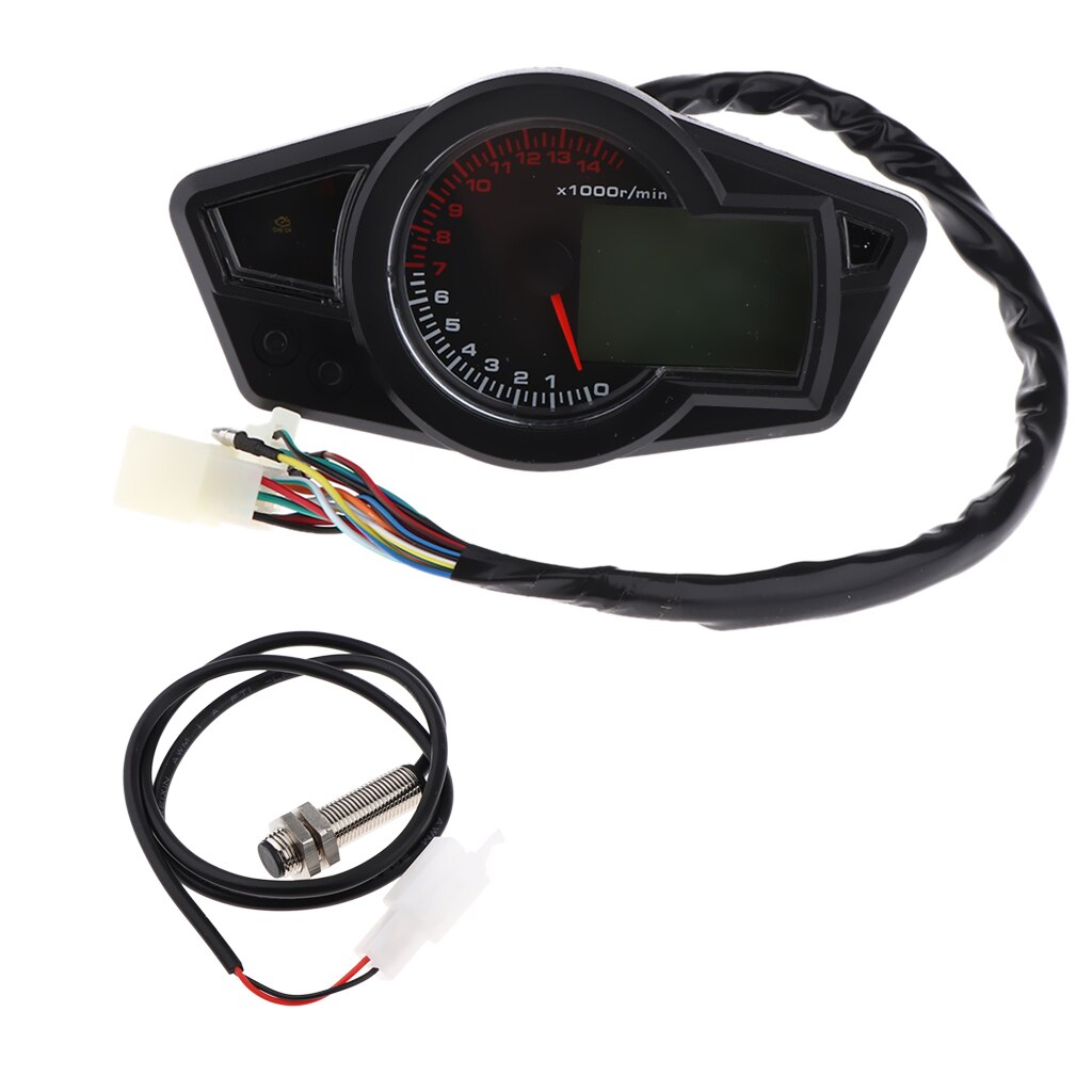 LCD Motorrad Lcd-Computer-geschwindigkeitsmesser-grüNe, 15000 RPM Tachometer-lehre, 12V DC-CY1782