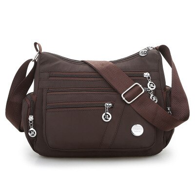 Women Shoulder Messenger Bag Casual Waterproof Nylon Zipper Pocket Handbag Large Capacity Travel Female Crossbody Bags: BROWN