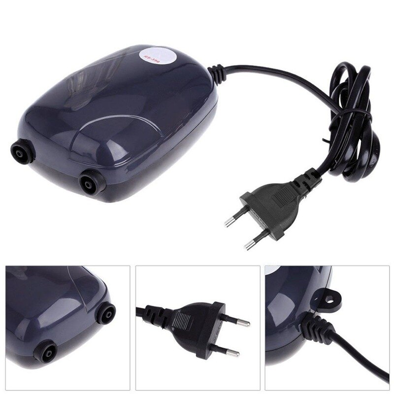 Aquarium luchtpomp aquarium mini stille compressor enkele dubbele uitlaat zuurstofpompen aquaria aquatische accessoires 220v 3w 5w