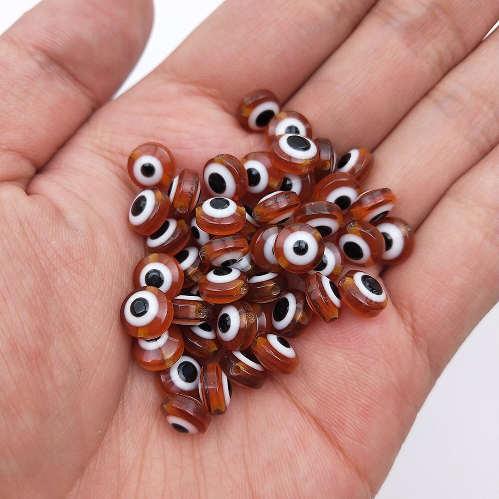 50pcs/Lot 8mm Diy Eye Beads Oval Shape Spacer Beads Stripe Resin Spacer Beads For Jewelry Making Bracelet Necklace Charms