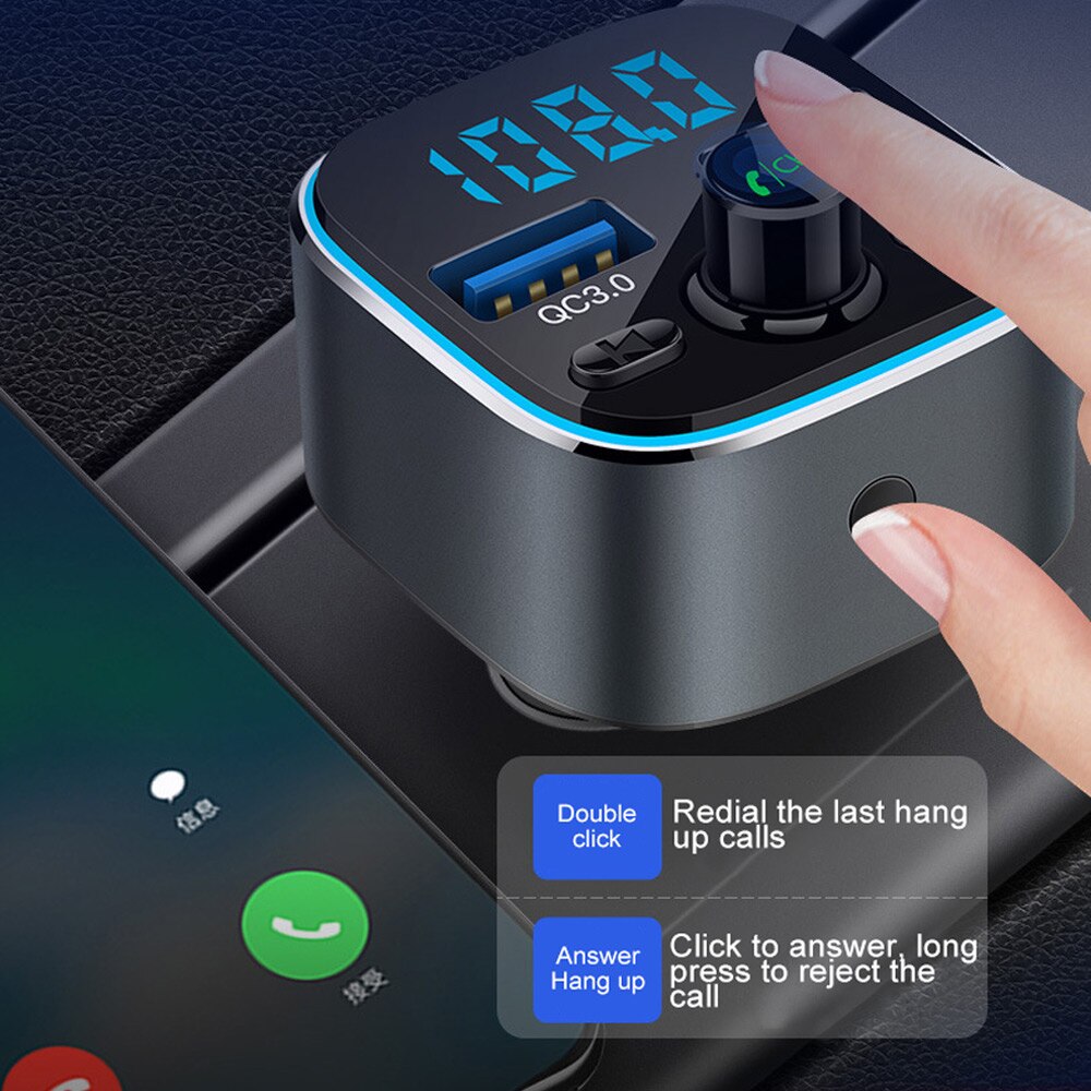 VR Robot 7 Colors Blacklit Bluetooth FM Transmitter Car MP3 Audio Player Handsfree Car Kit With Dual USB QC3. Quick Charger