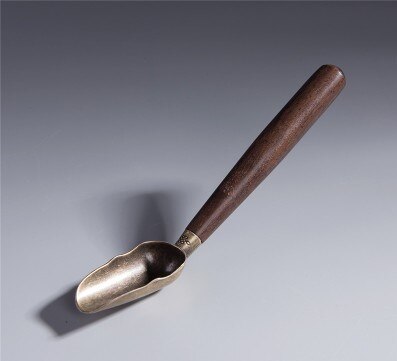 18cm ibenholt / palisander træhåndtag buet bronze te scoop skovl kung fu te ceremoni tilbehør teske: -en