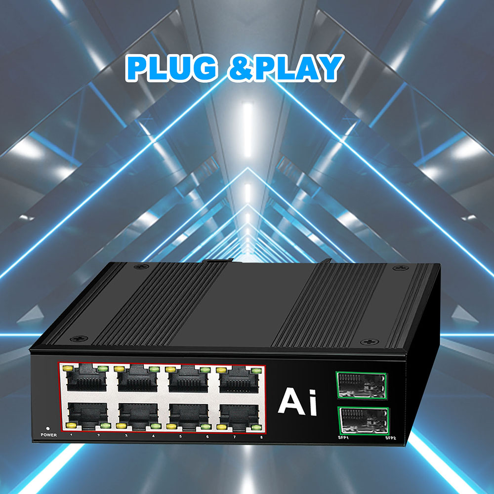 Switch ethernet industriale gigabit poe switch industriale rete 6/10 porte 10/100/1000 base-t din  ip40 switch di rete per esterni