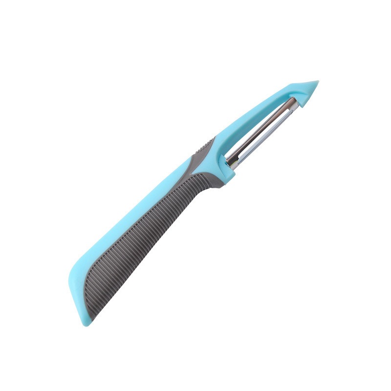 Cuchillo pelador de patatas multifuncional de acero inoxidable para el hogar, herramienta de cocina para pelar verduras y frutas: Rosa