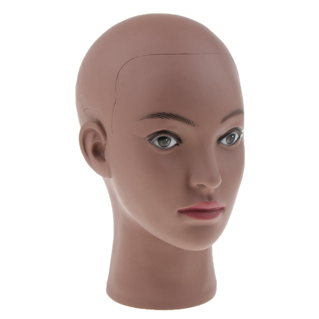 Mannequin Manikin Head - Black Female Bald Training Doll For Wigs Making and Hat Glasses Display