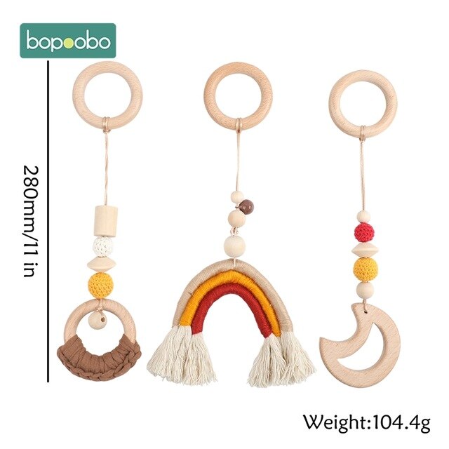 1set Animals Wooden Pendant Baby Play Gym BPA Free Food Grade Wooden Teether Toys Interactive Baby Birth Wooden Blank Toys: Type 4